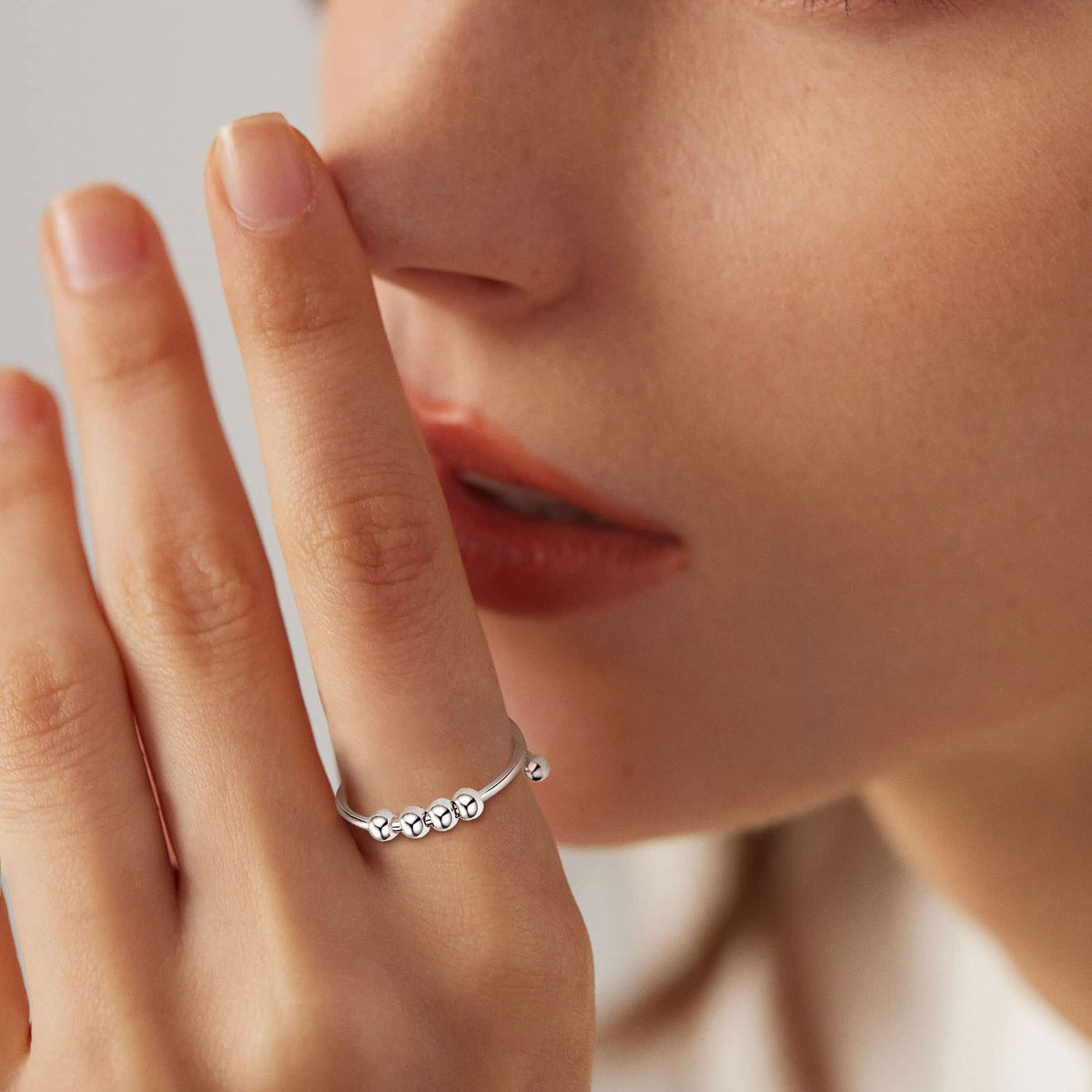 Vito 925 Sterling Silver Fidget Anxiety Open Ring for Women - Vito Official Imagery - 6