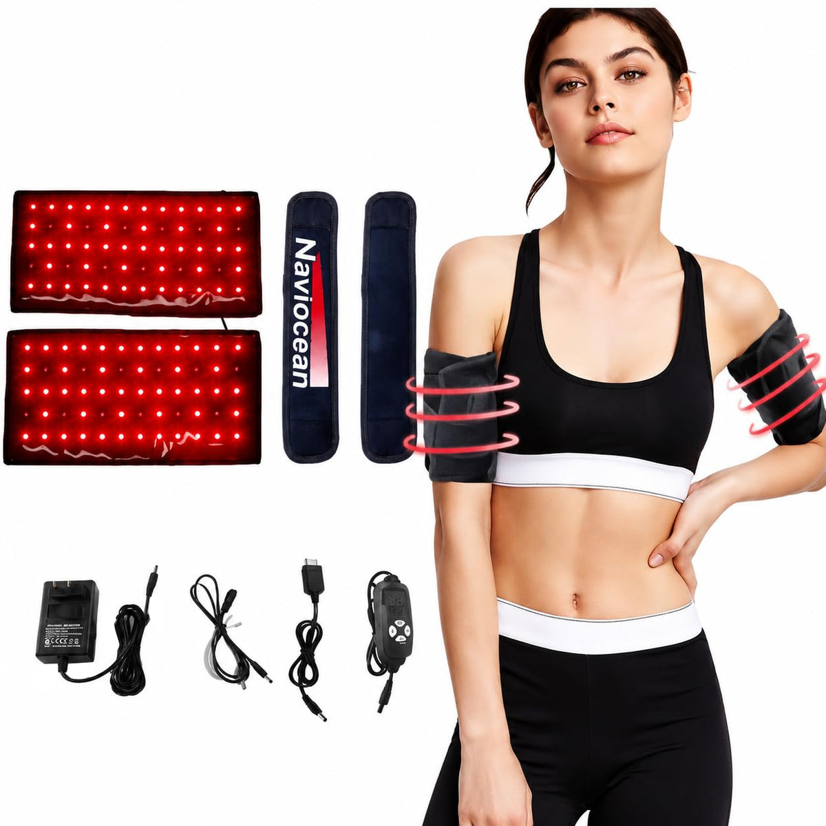 2Pcs Infrared Red Light Thera py Arm Belt 660nm and 850nm - Naviocean Official Imagery - 2