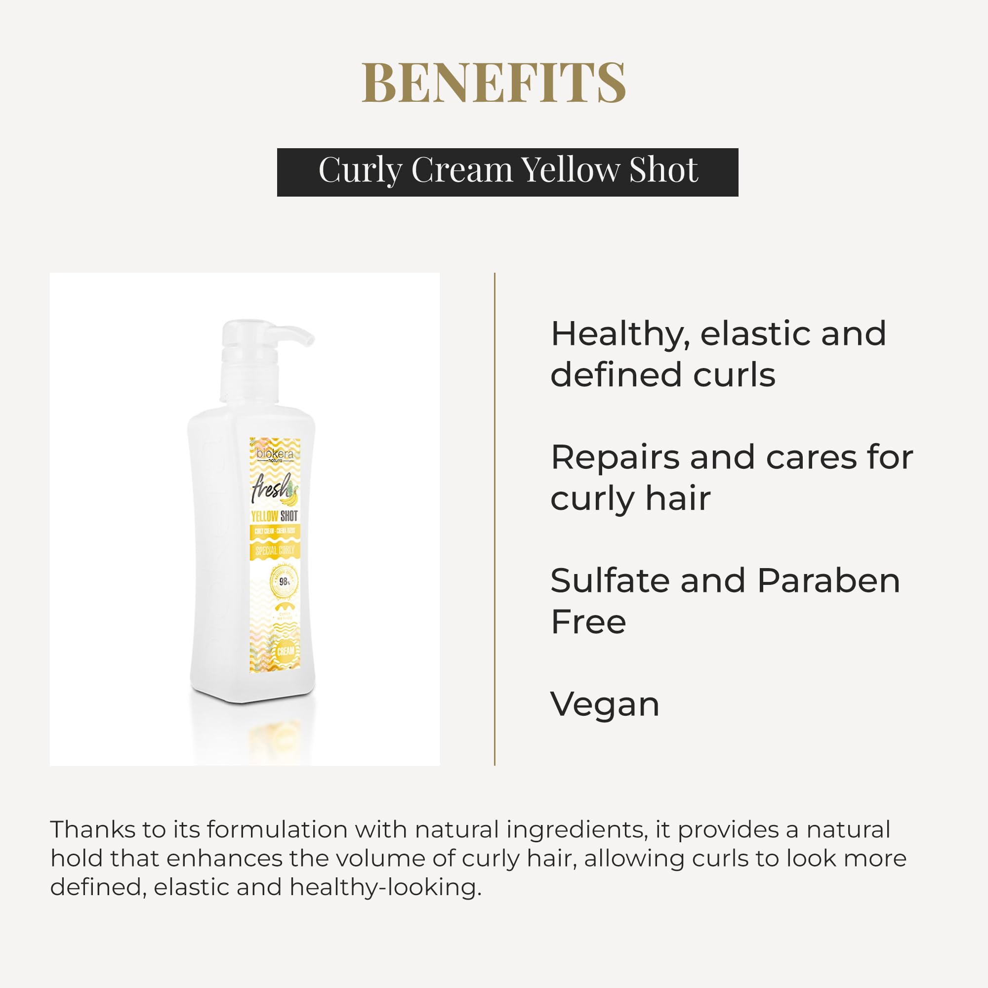SALERM - Curl Activator Cream - Curly Cream Yellow Shot - 300 ml - Biokera Fresh - Defined Curls - Deep Hair Hydration - Eliminates Frizz - Sulfate-Free and Paraben-Free