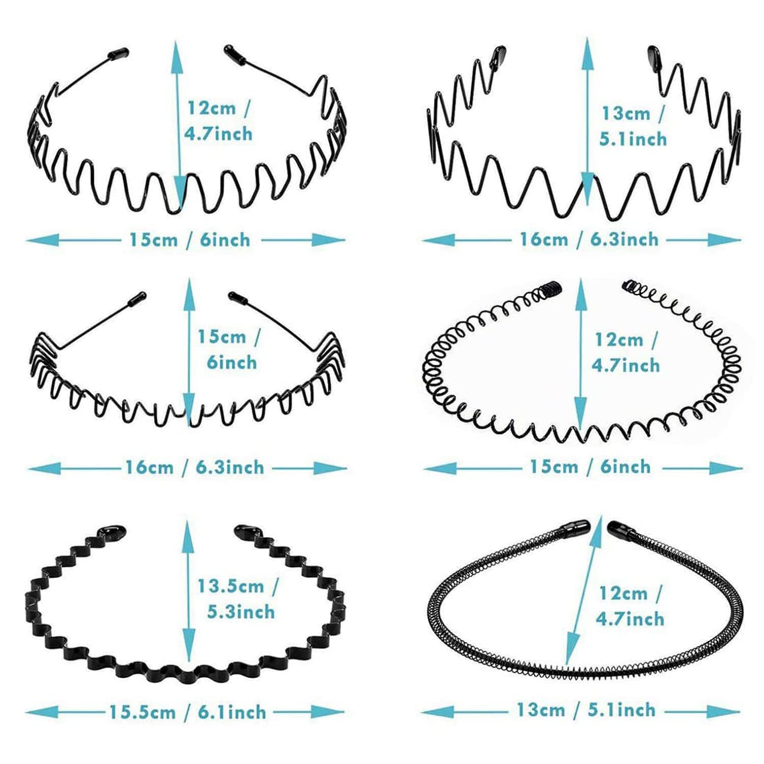 Metal Headband for Men, Non Slip Wave Hair Band, Flex Grip 6 Pcs - KELUBATU Official Product View 9