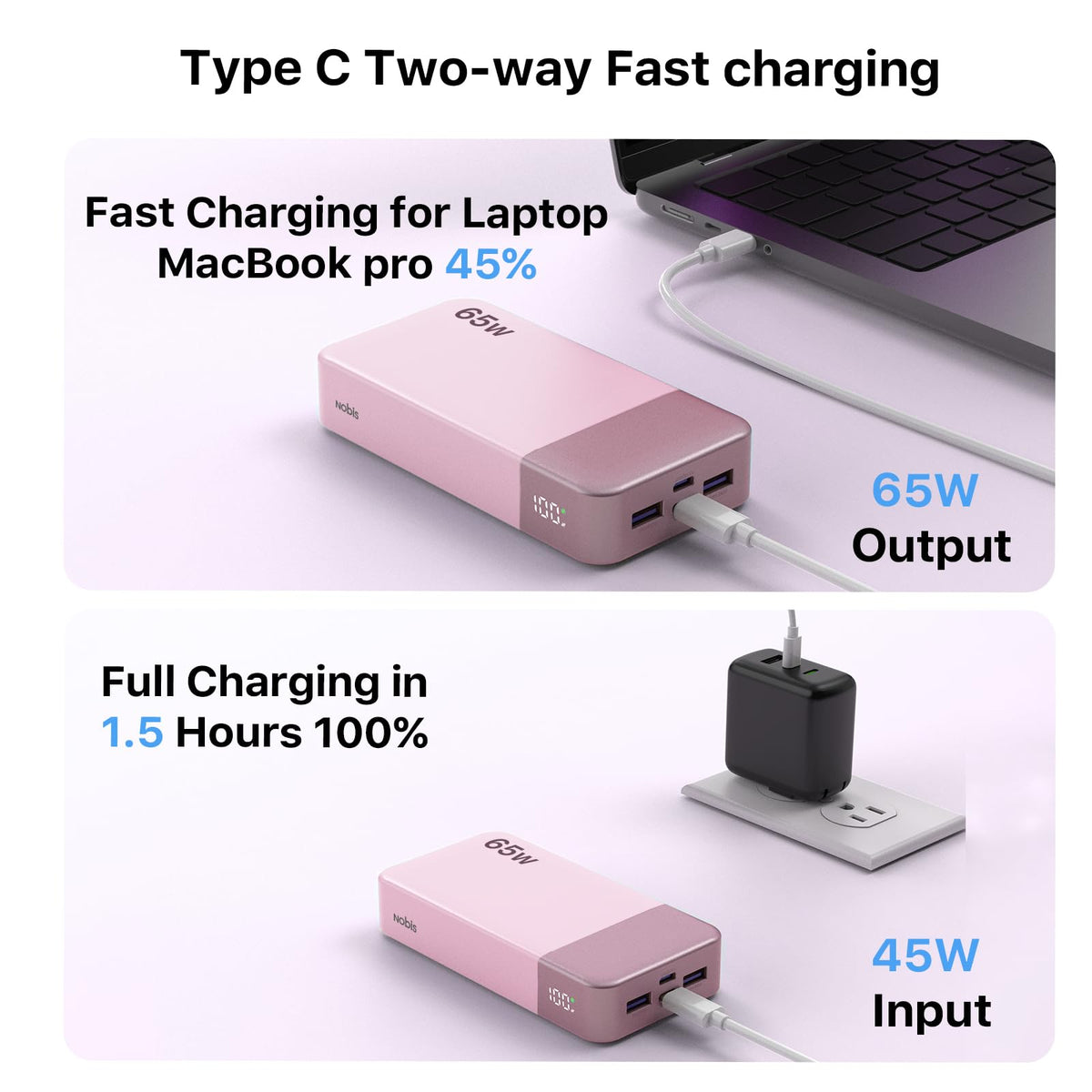 NOBIS 65W 20000mAh Portable Charger Power Bank Fast Charging - NOBIS Official Imagery - 7