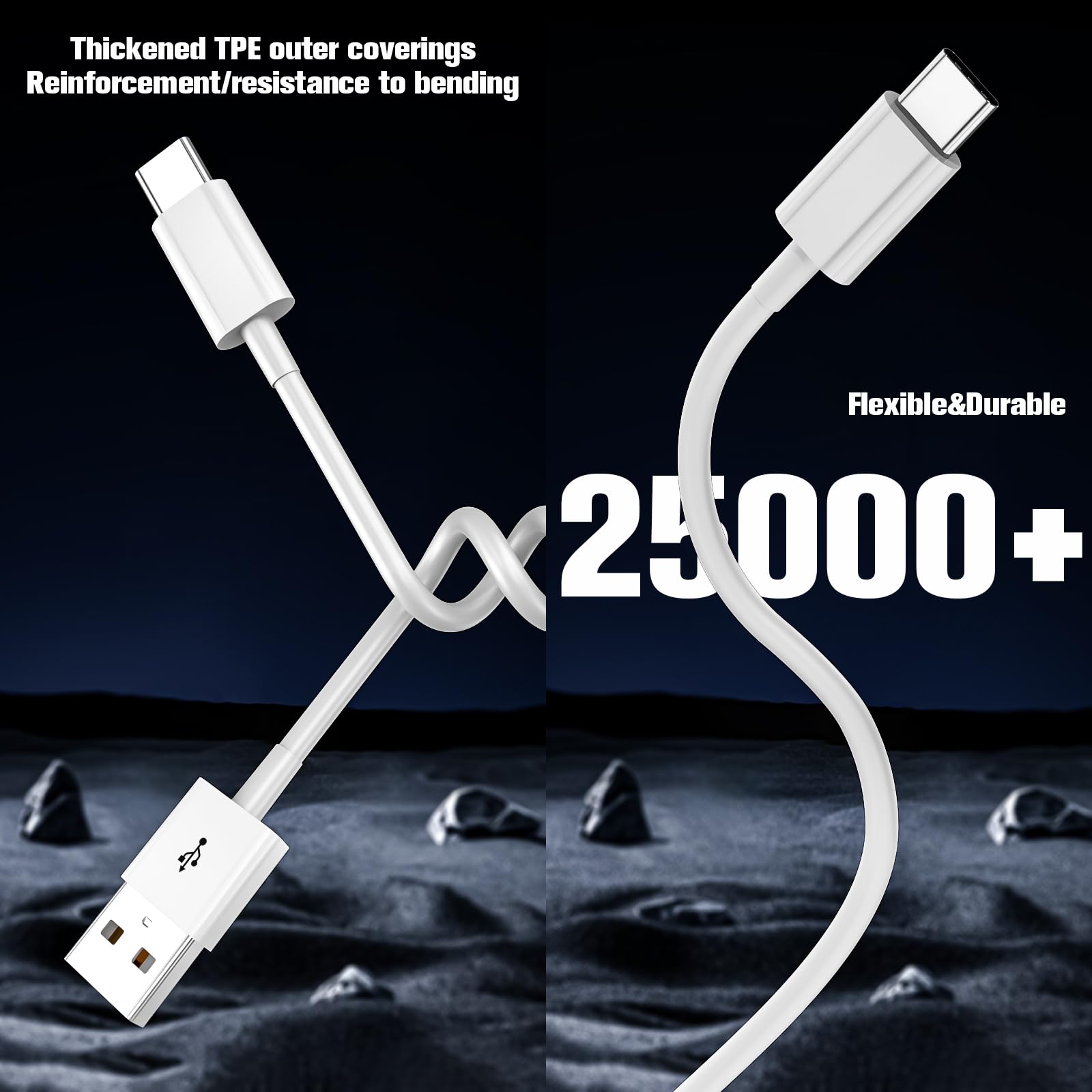 White Snisre USB C to USB A CarPlay cable for iPhone 15/16/17 and iPad Air, 3FT electronic charging and data transfer cord.