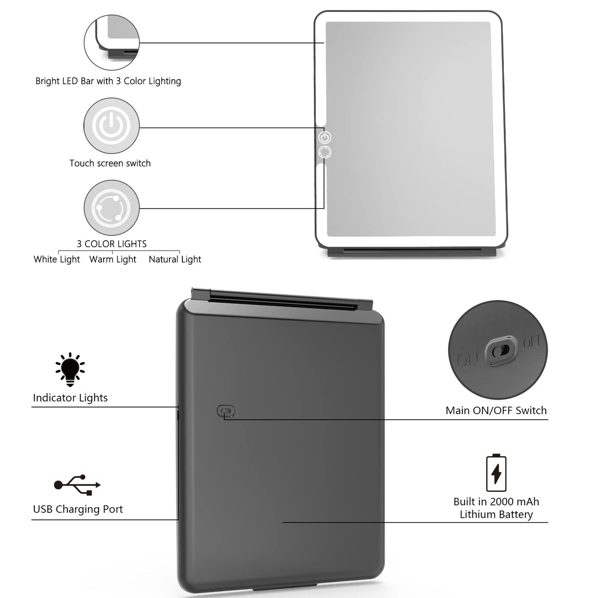WEILY Portable Travel Mirror Foldable Makeup Mirror with 72 - WEILY Official Imagery - 7