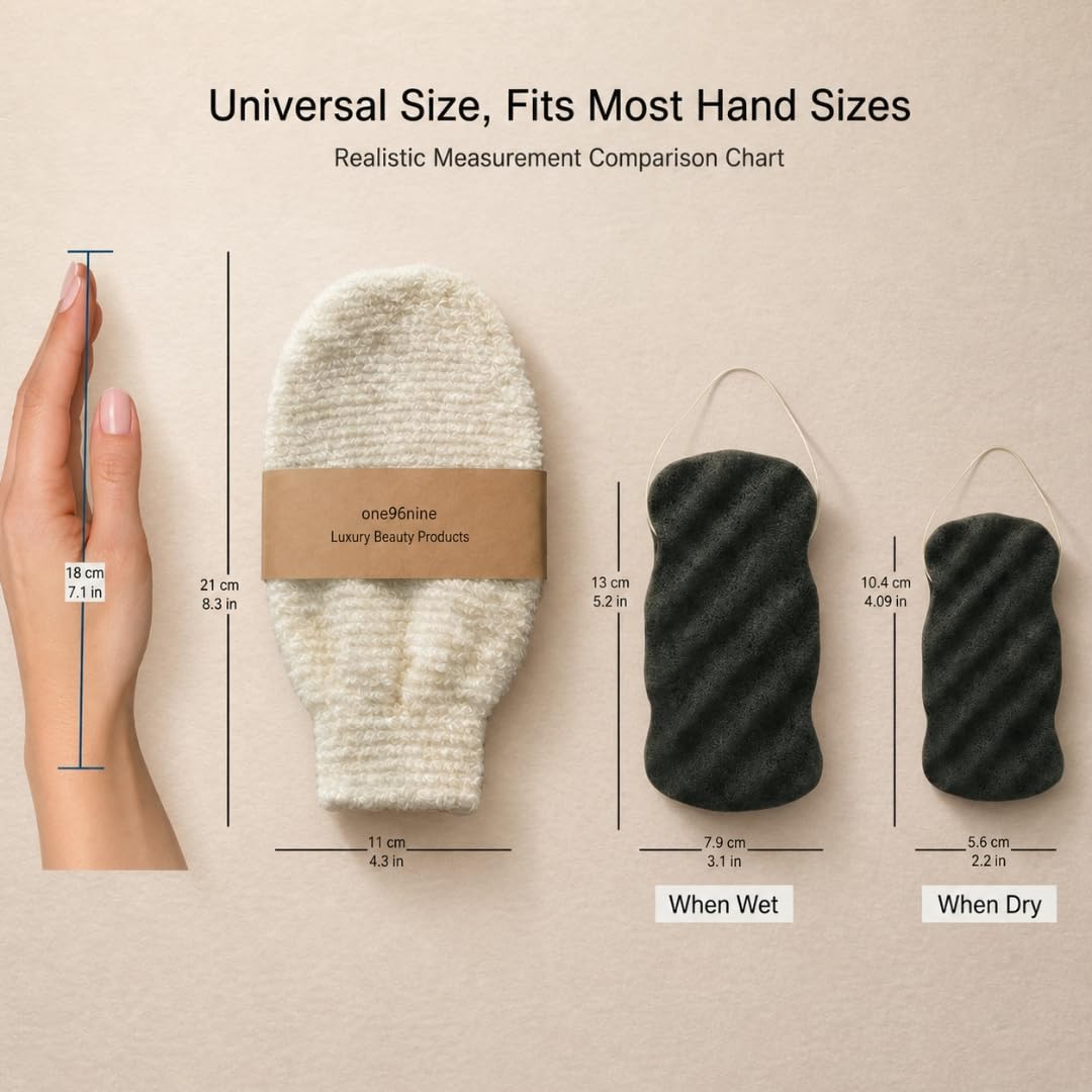 Korean Exfoliating Hemp Glove Konjac Body Sponge Set - ONE96NINE Official Imagery - 8