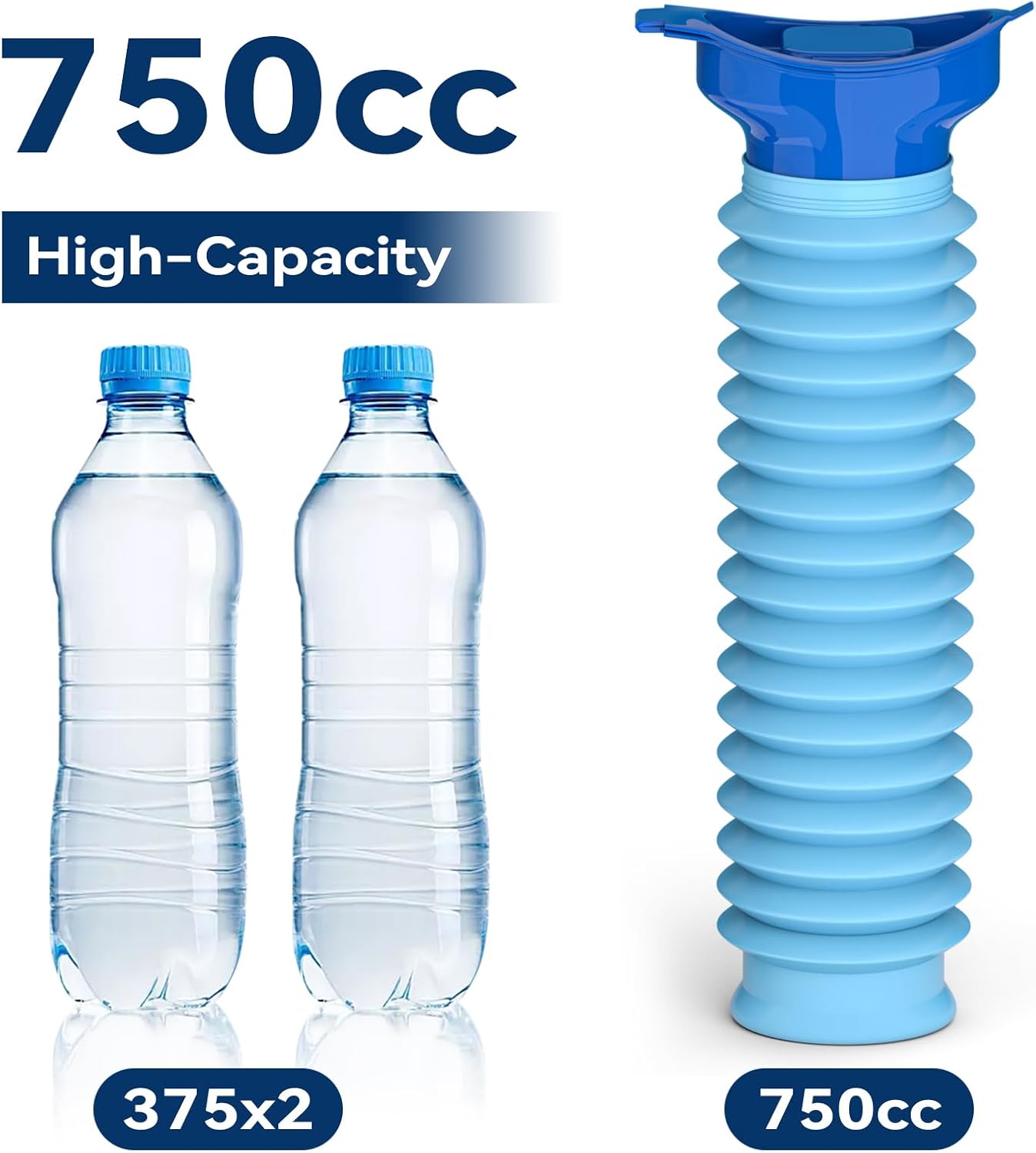 KkaFFe men's and women's adjustable emergency pee bottle, portable car urinal for travel and outdoor use