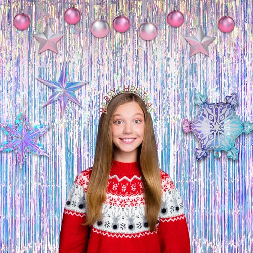 Iridescent Party Streamers Backdrop - GREATRIL Neon Transparent - Product Imagery