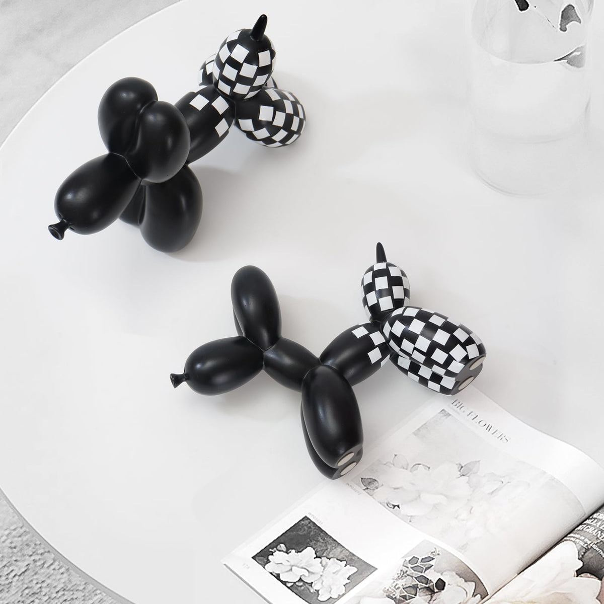 Black and White Checkered Racing Car Pattern Balloon Dog - Notakia Official Imagery - 6