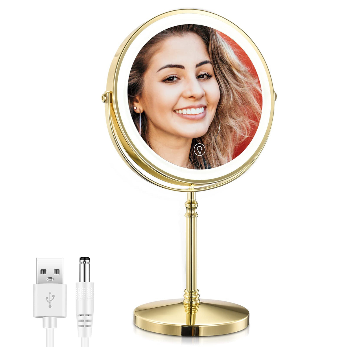 Rechargeable 8 Lighted Makeup Mirror 1X 10X Magnifying - AMZNEVO Official Imagery - 2