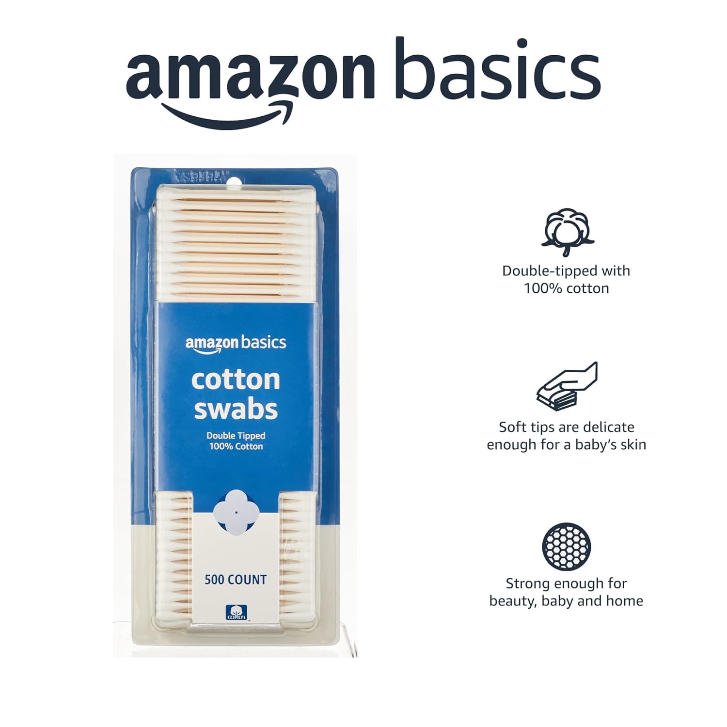 Amazon Basics Double-Tipped Cotton Swabs for Personal Hygiene... - Amazon Basics Official Product View 4