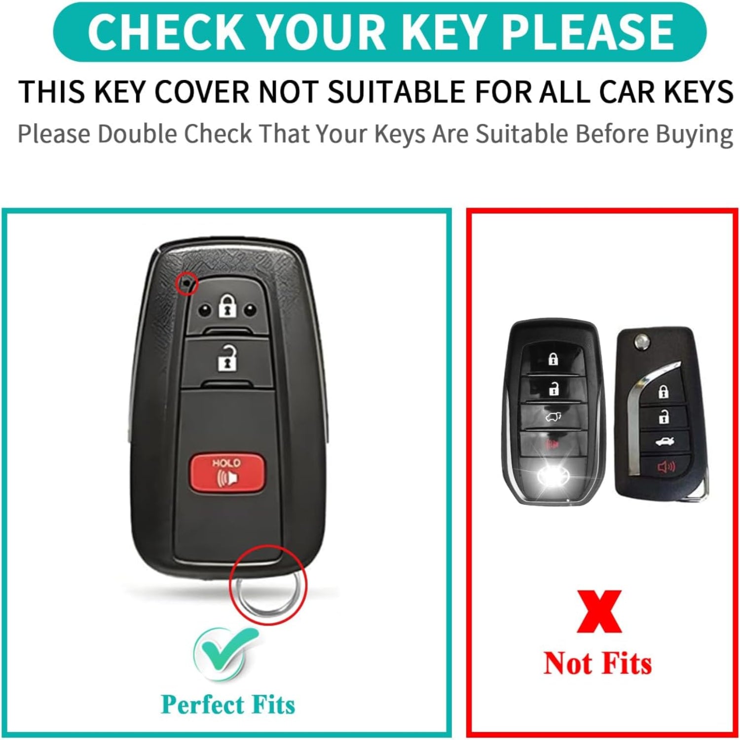 Genuine leather Toyota 4Runner key fob cover from MILD EAST, showing a sleek, protective key case shell with key ring attachment.