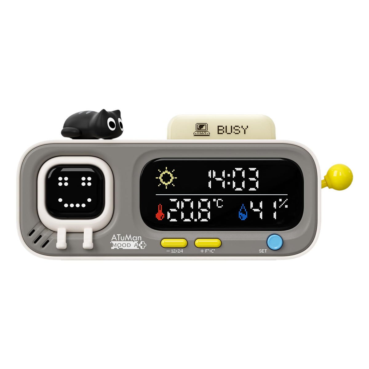 Mooda Smart Thermometer Hygrometer Clock with Retro Pixel - ATuMan Official Imagery - 2