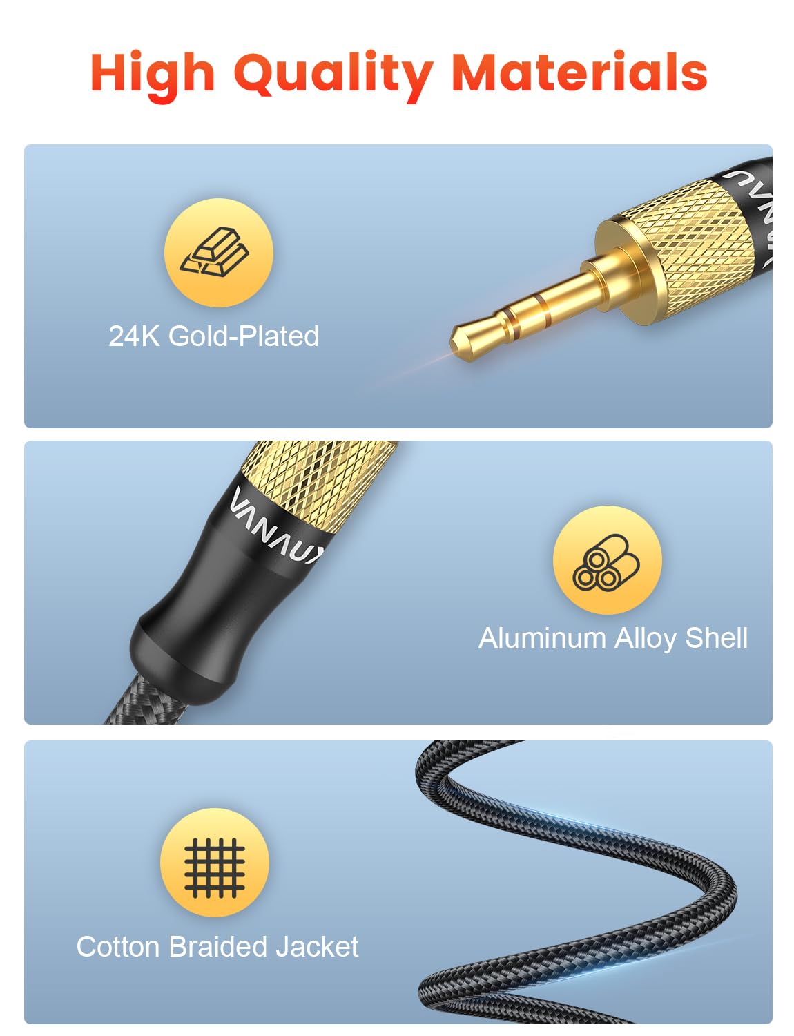 VANAUX Aux Cable for Car 90 Degree Right Angle Auxiliary Cable St by VANAUX - Angle View 6