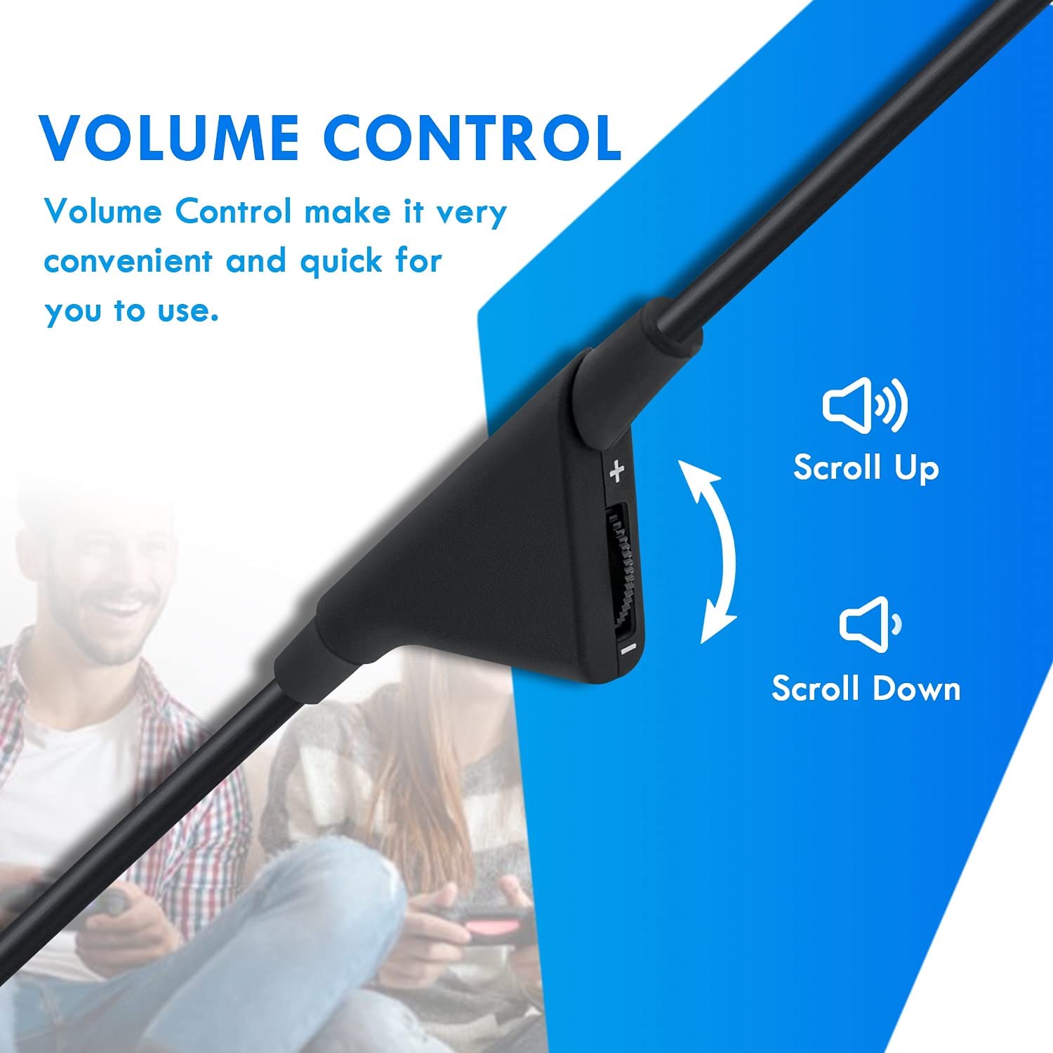 Mcbazel 2M 6.5 Feet Replacement Headset Cable with Volume Control by Mcbazel - Angle View 4