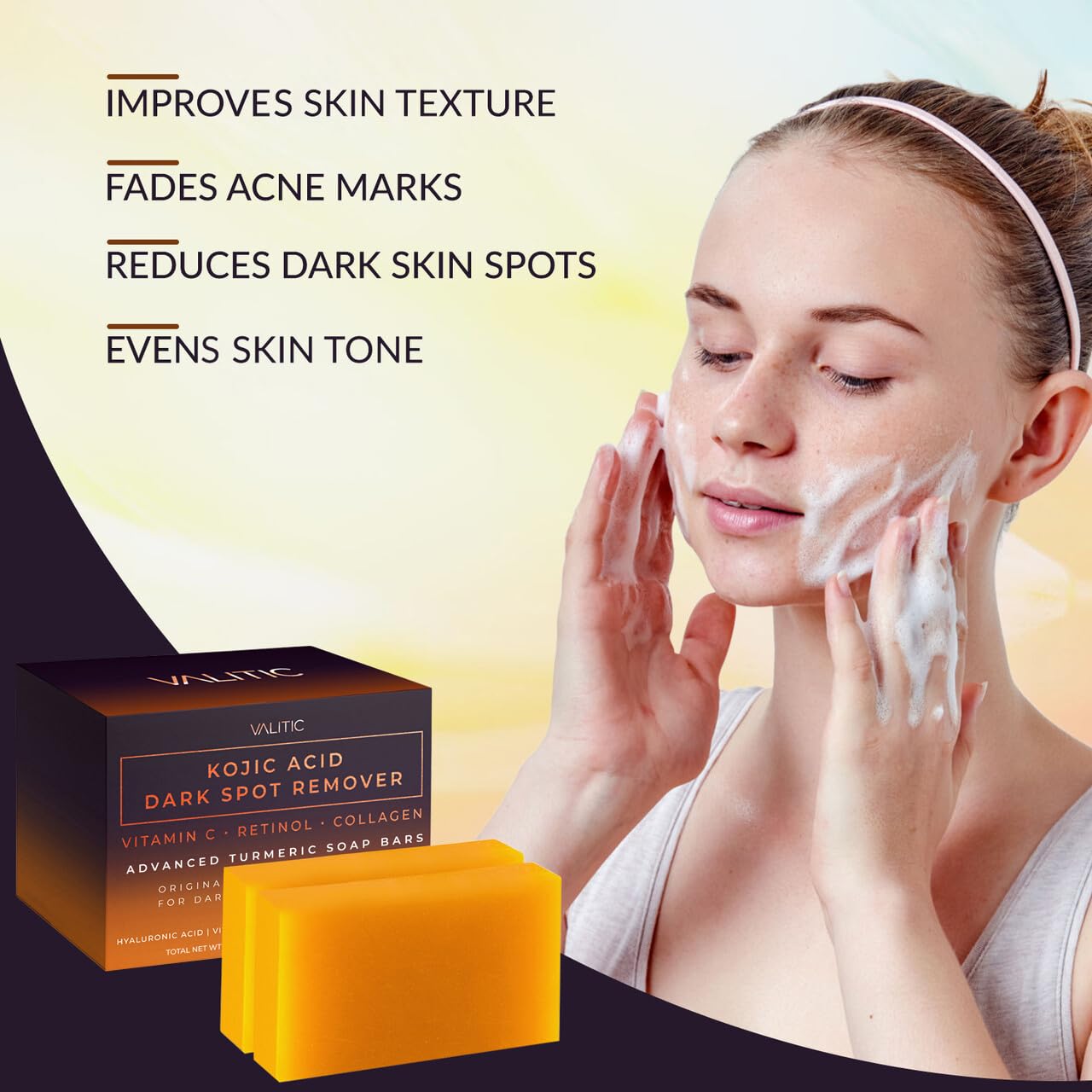 VALITIC Kojic Acid Dark Spot Remover Soap Bars 2 Pack