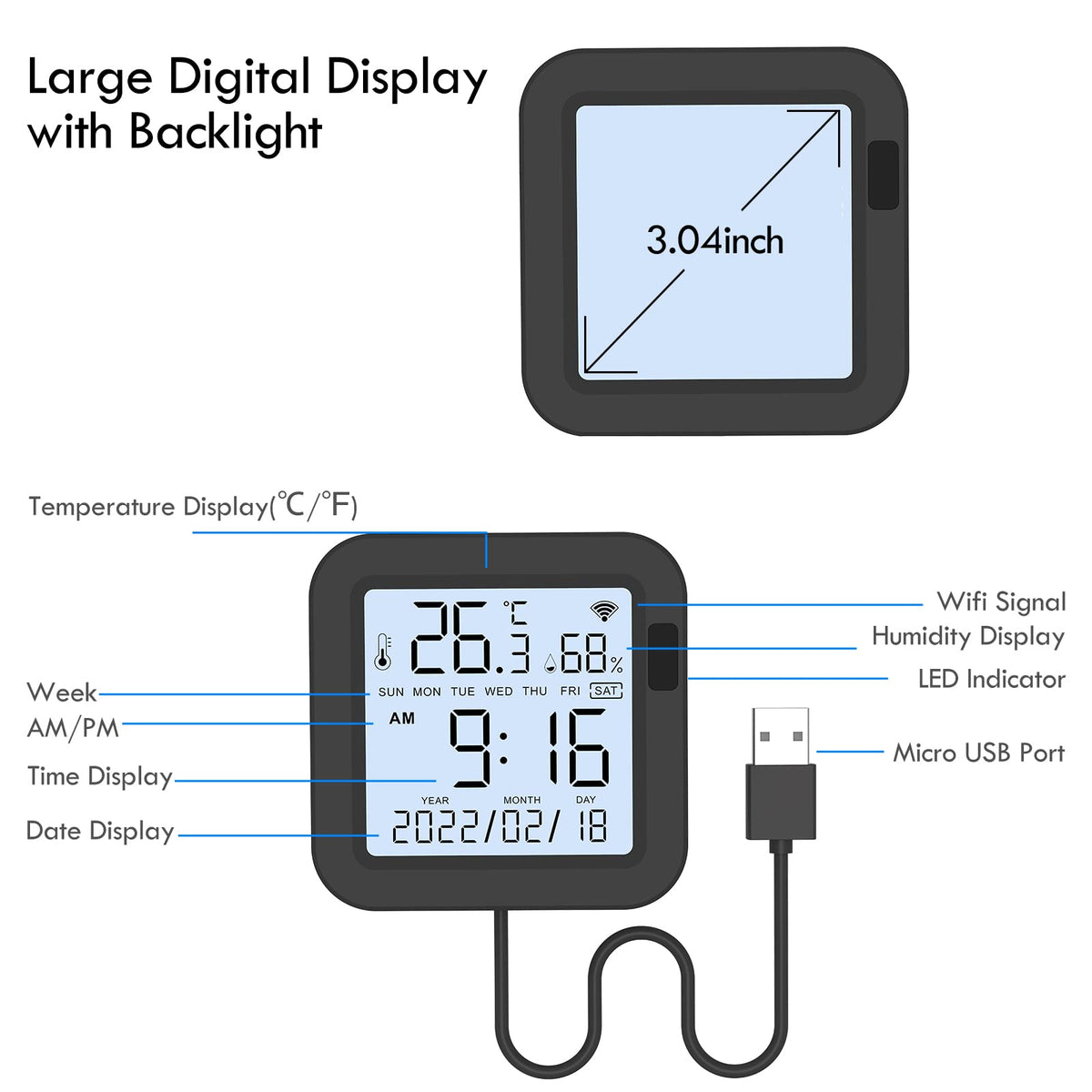 eMylo WiFi Thermometer Hygrometer Smart IR Remote Digital - Yasorn Official Imagery - 6
