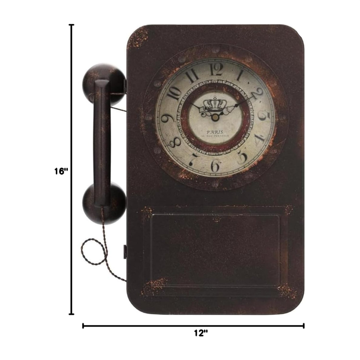 Abdurey retro wall clock with hidden safe, vintage old telephone design, battery-operated quartz clock, decorative home decor piece