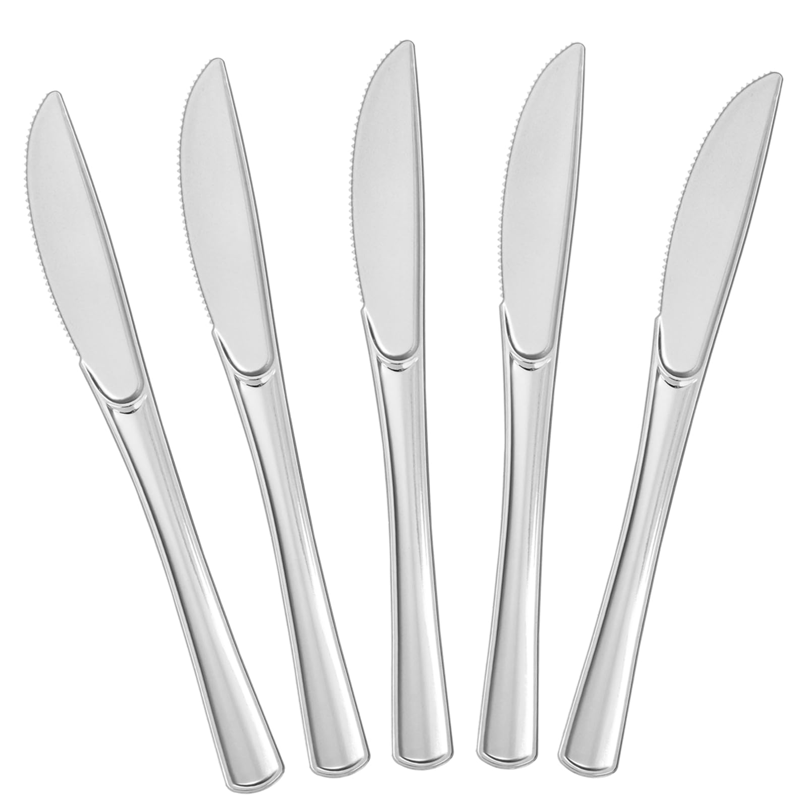 BESTVIP 100 Count Silver Disposable Plastic Knives, Look Like Rea - BESTVIP Official Product View 1