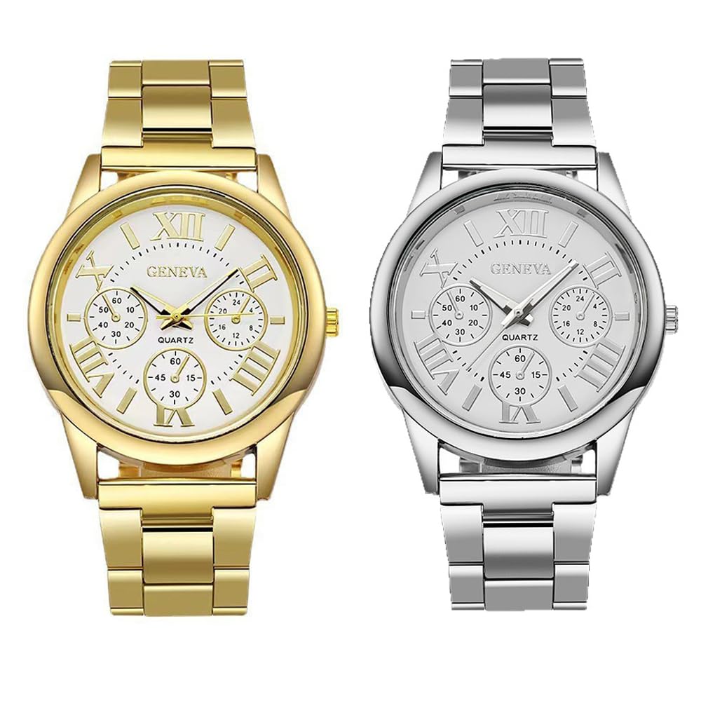 Women Girls Wholesale 2 Pack Watch Set Roman Numerals Dial with - Product Imagery