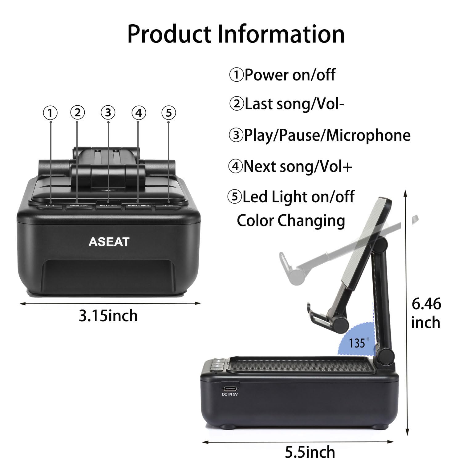 ASEAT Gifts for Men Him, Cell Phone Stand with Bluetooth Speaker& by ASEAT - Angle View 5