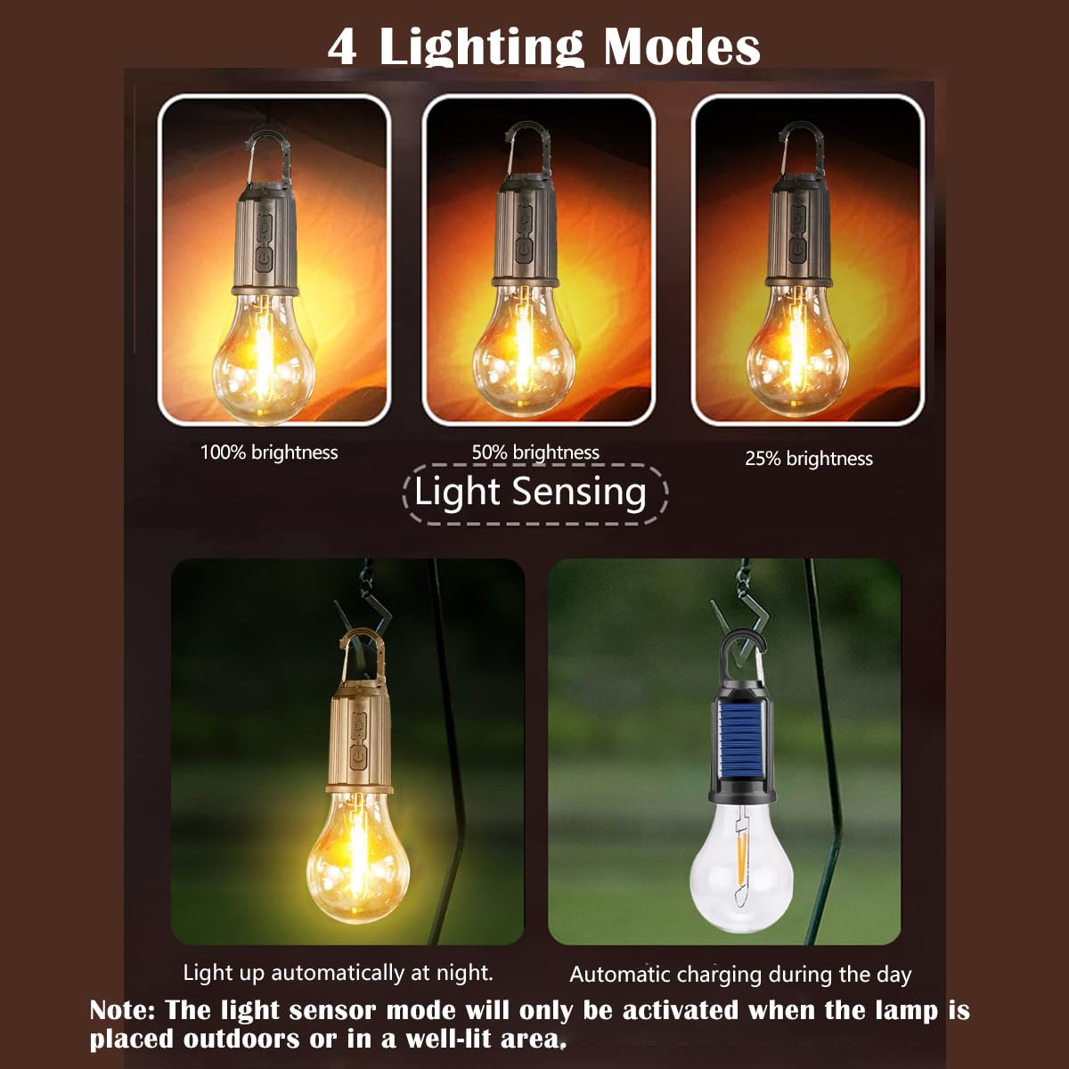 4 Pack Warm Solar Camping Lights LED Bulb Lanterns USB - MuMuLZRer Official Imagery - 3