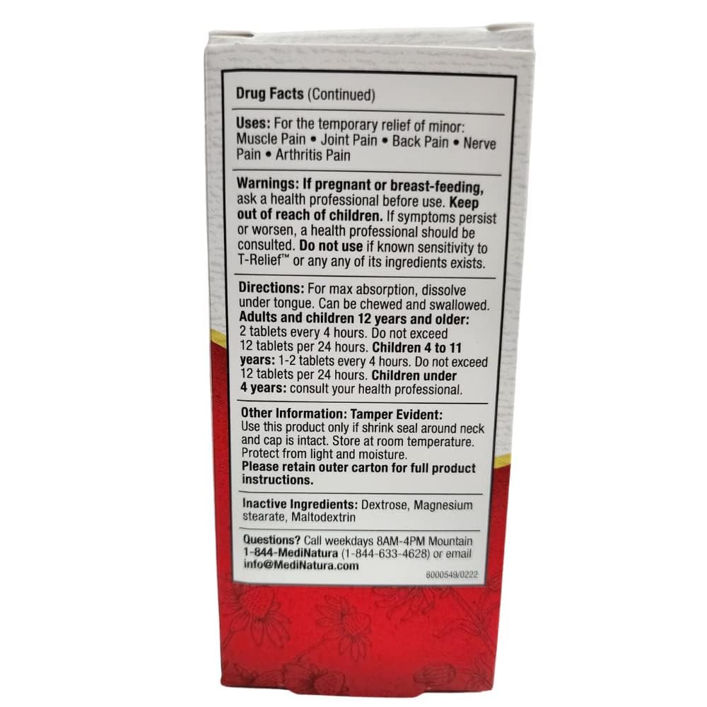 MediNatura T-Relief Arnica +12 Homeopathic Pain Relief, 100 ct