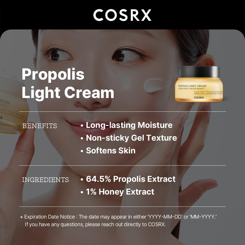 COSRX 64% Propolis Honey Lightweight Cream, Instant Golden Glow,2.19 fl.oz - COSRX Official Product View 3