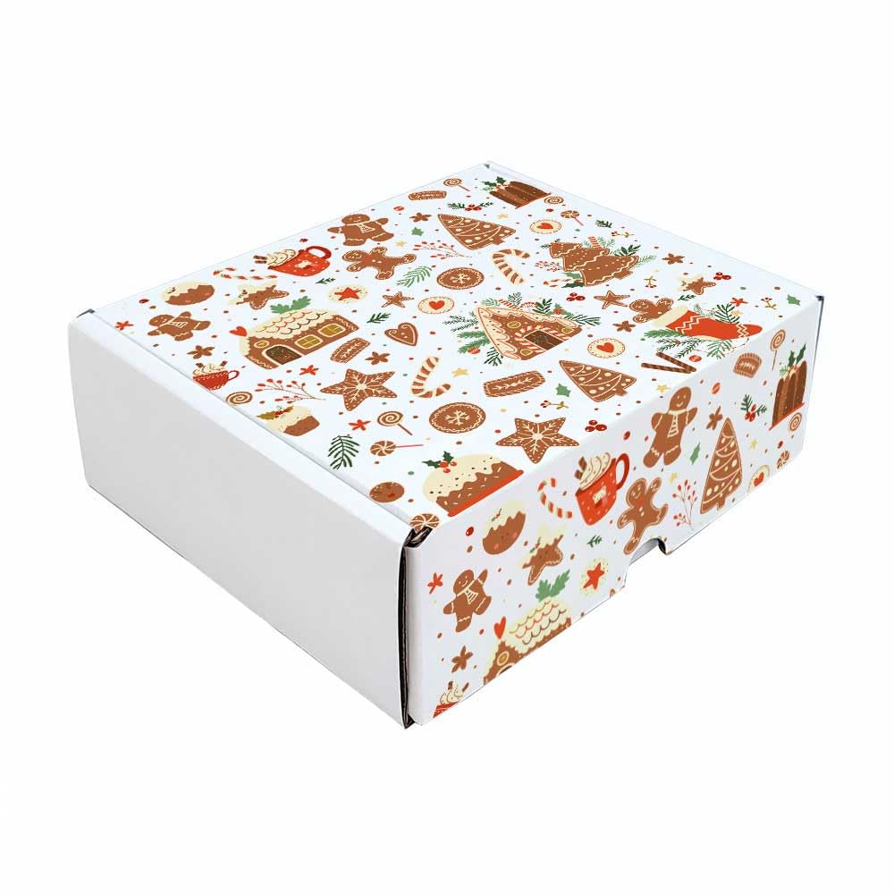Gingerbread Holiday Collection Print Corrugated Mailer Boxes, - Product Imagery