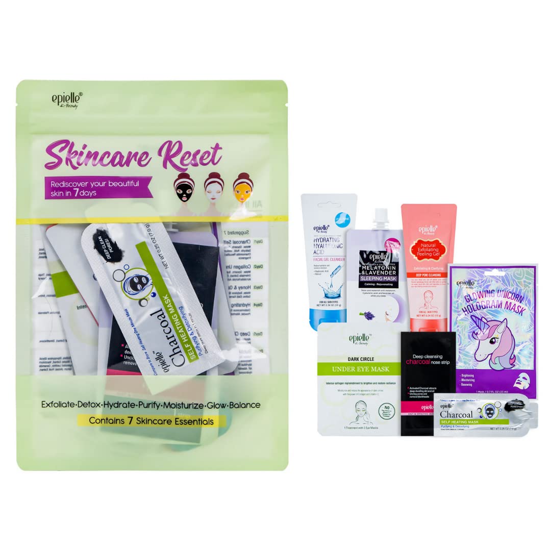 Epielle Skincare Reset Kit, 7 Home Spa Essentials, Exfoliating, - Epielle