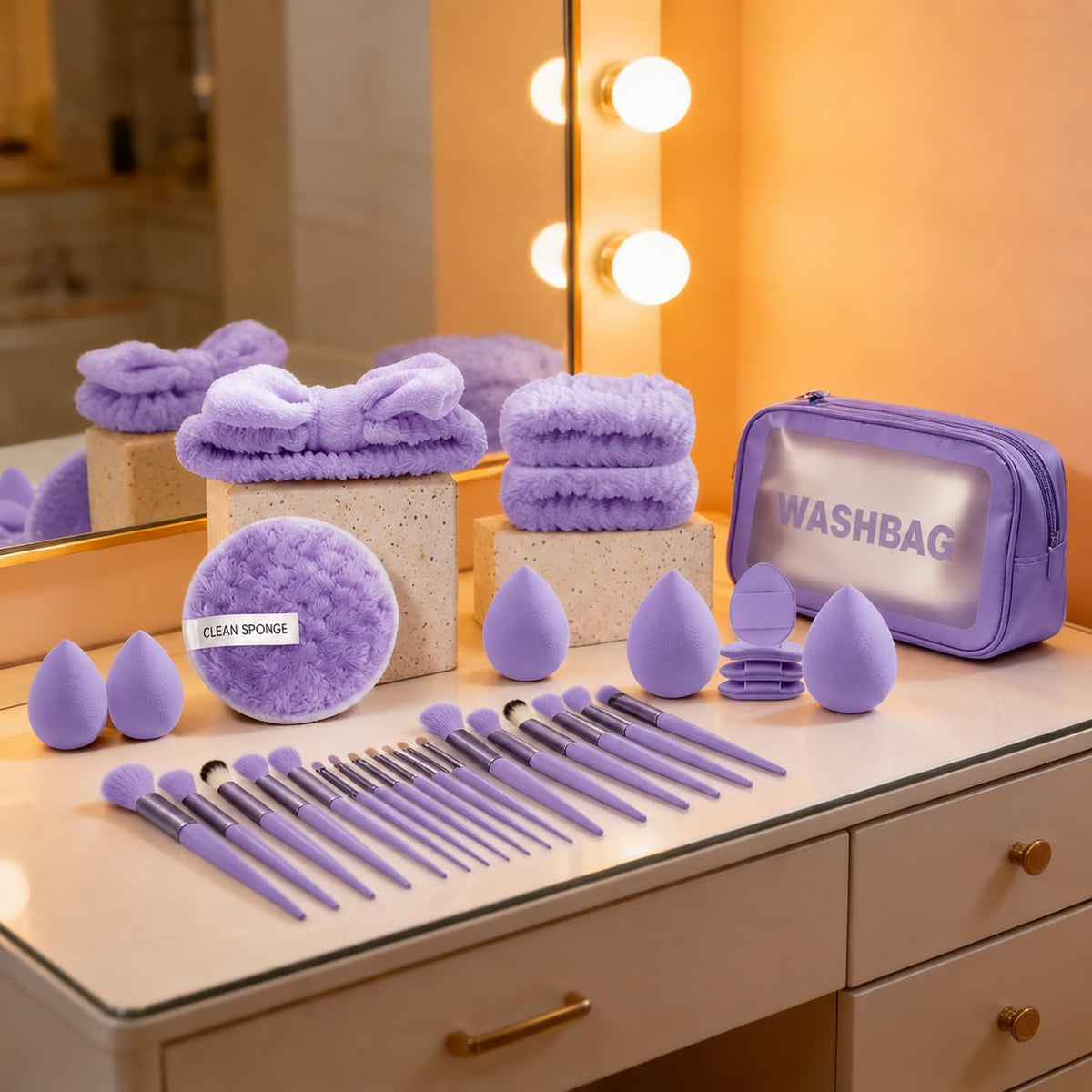 47Pcs Purple Makeup Brushes Set for Women Professional Multi - Jimmidy Official Imagery - 6