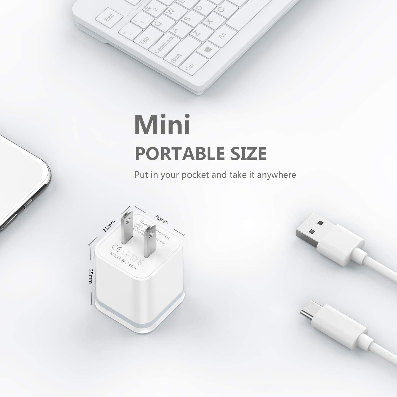 USB Wall Charger, LUOATIP 3 - Pack 2.1A 5V Dual Port Cube Power Adap - LUOATIP Official Product View 4