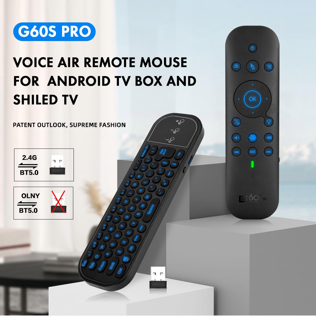 Rechargeable Mini Bluetooth Keyboard Voice Remote with - RUPA Official Imagery - 3