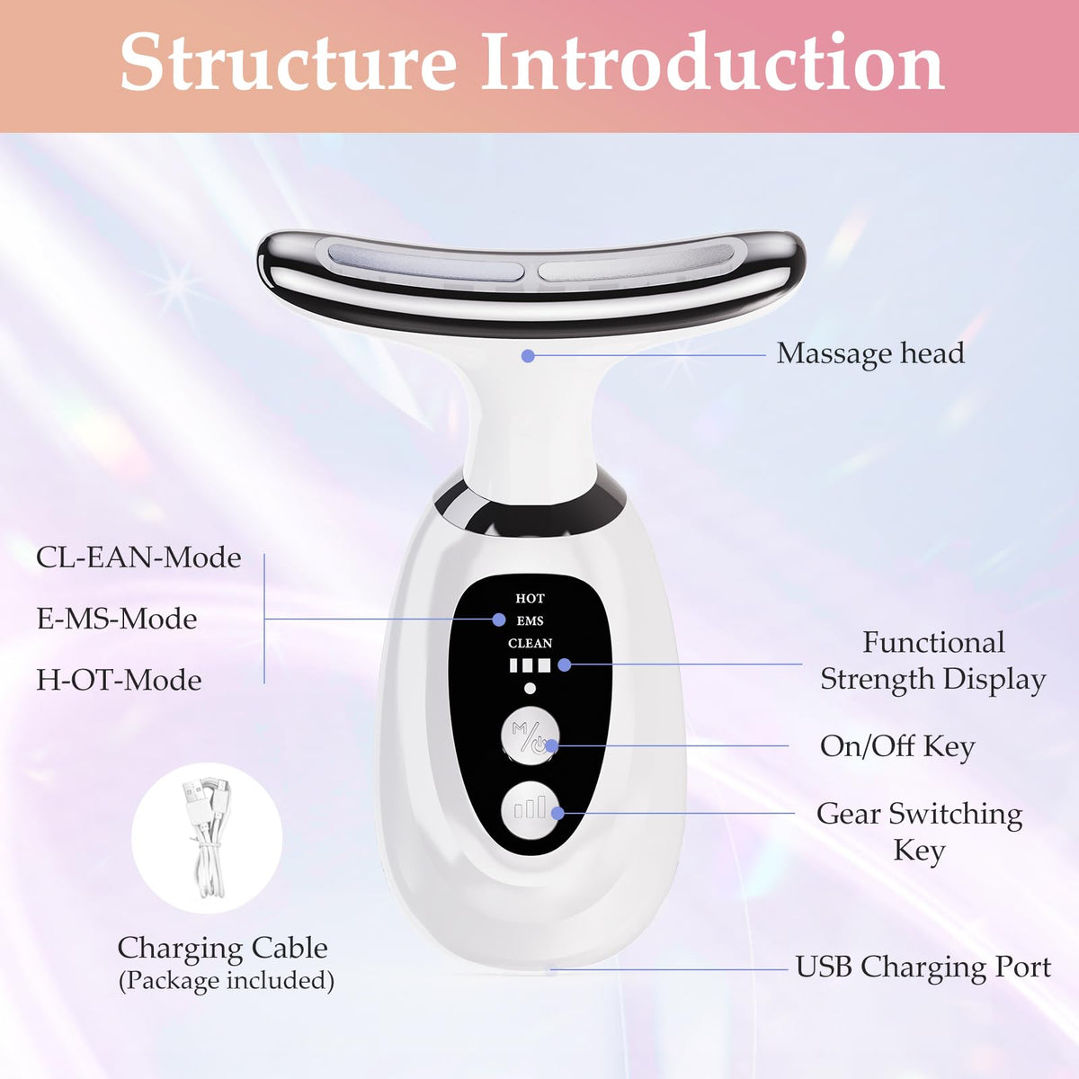 7 Color LED Light Facial and Neck Massager - erdnretl Official Imagery - 3