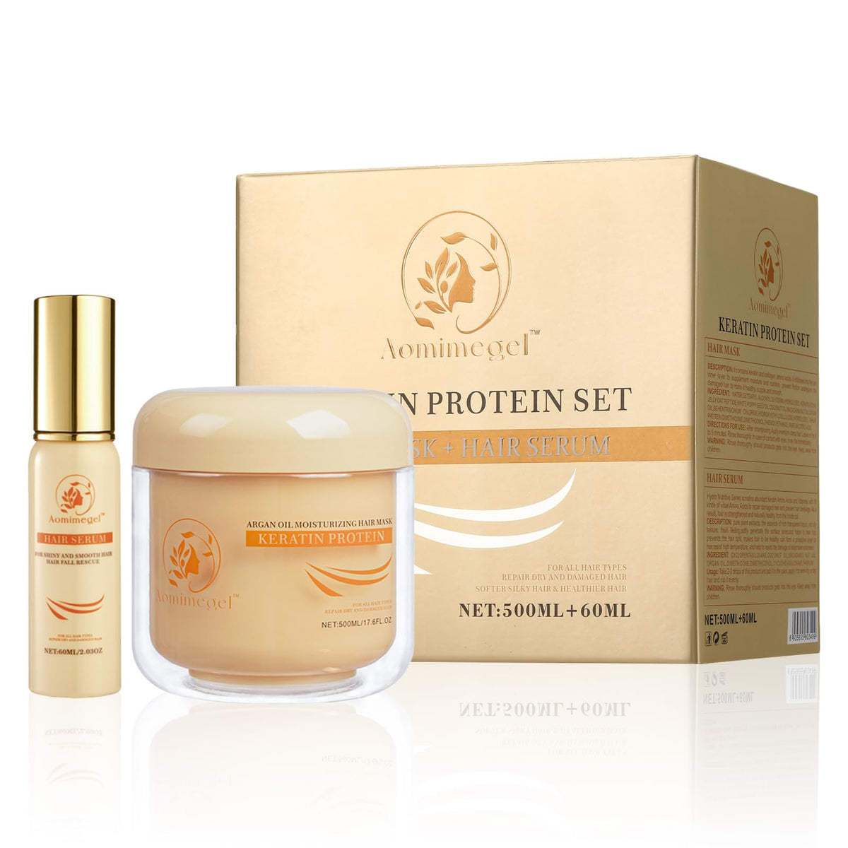 Collagen Repair Hair Mask Argan Oil Set 16 9 fl oz 2 fl oz - Aomimegel Official Imagery - 2