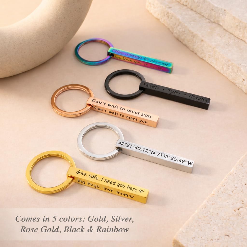Personalized 3D Bar Keychain with Name Handwriting Photo 4 - Danique Jewelry Official Imagery - 5