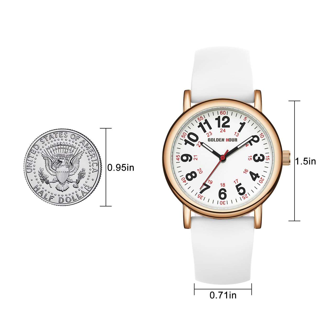 GOLDEN HOUR Waterproof Nurse Watch for Medical Professionals, Students - View 5