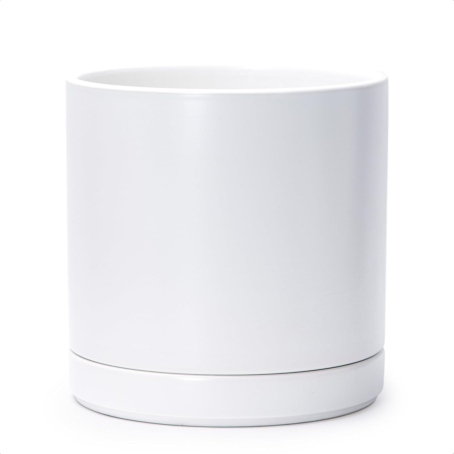 D'vine Dev 10-inch ceramic planter pot with drainage hole and matching saucer, ideal for indoor or outdoor plants.