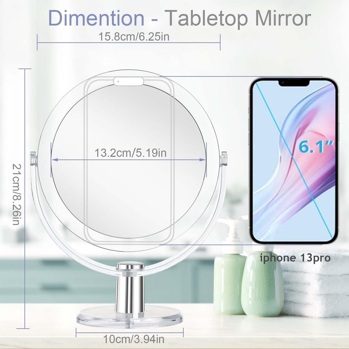 CLSEVXY Vanity Makeup Mirror with Stand 1X 15X Magnification - CLSEVXY Official Imagery - 7