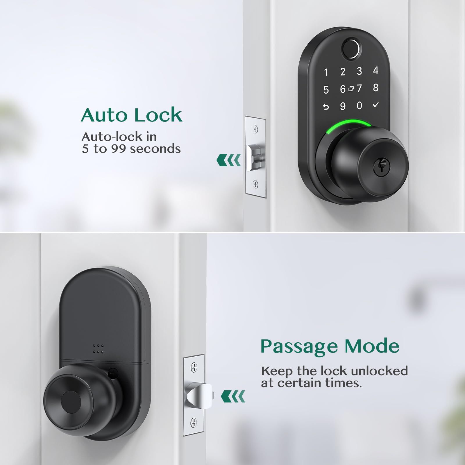 Keypad Smart Door Knob Lock, Yamiry Fingerprint Keyless Entry Handle Lock - Yamiry Official Product View 4