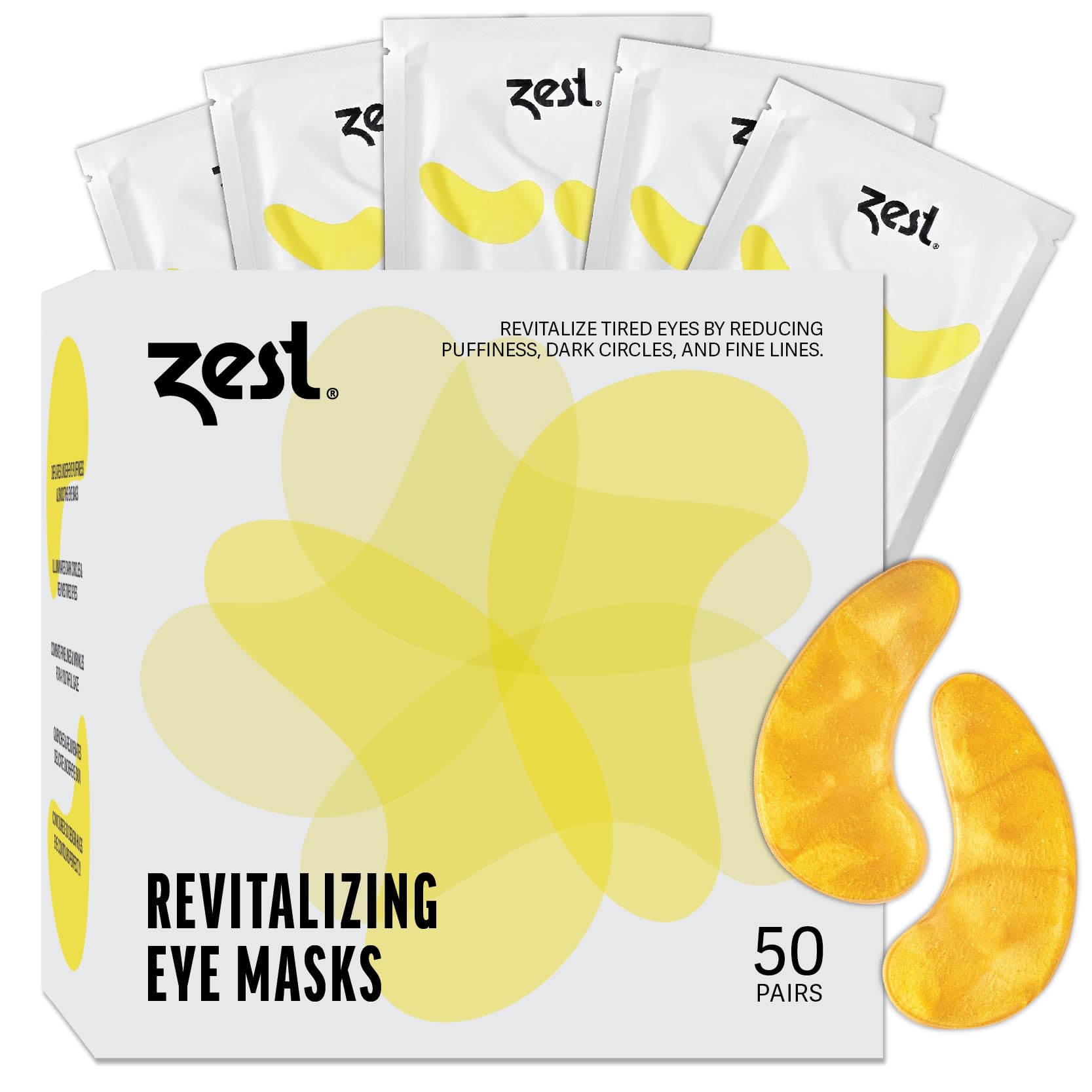 ZEST 50 Pairs 24k Gold Gel Crystal Collagen Eye Mask - Under Eye - Product Imagery