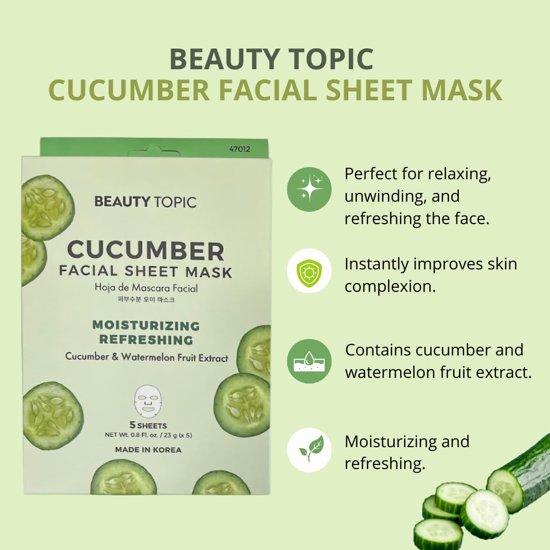 Beauty Topic Cucumber Facial Sheet Mask, 5 Sheets - KATZ BEAUTY CENTRAL