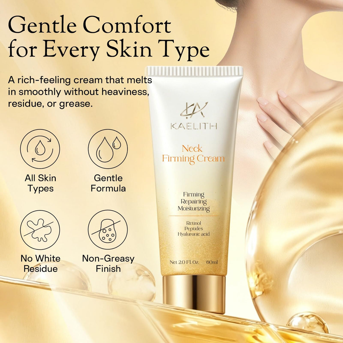 Retinol Neck Firming Cream for Wrinkles and Sagging Skin 2 0 - Kaelith Official Imagery - 7