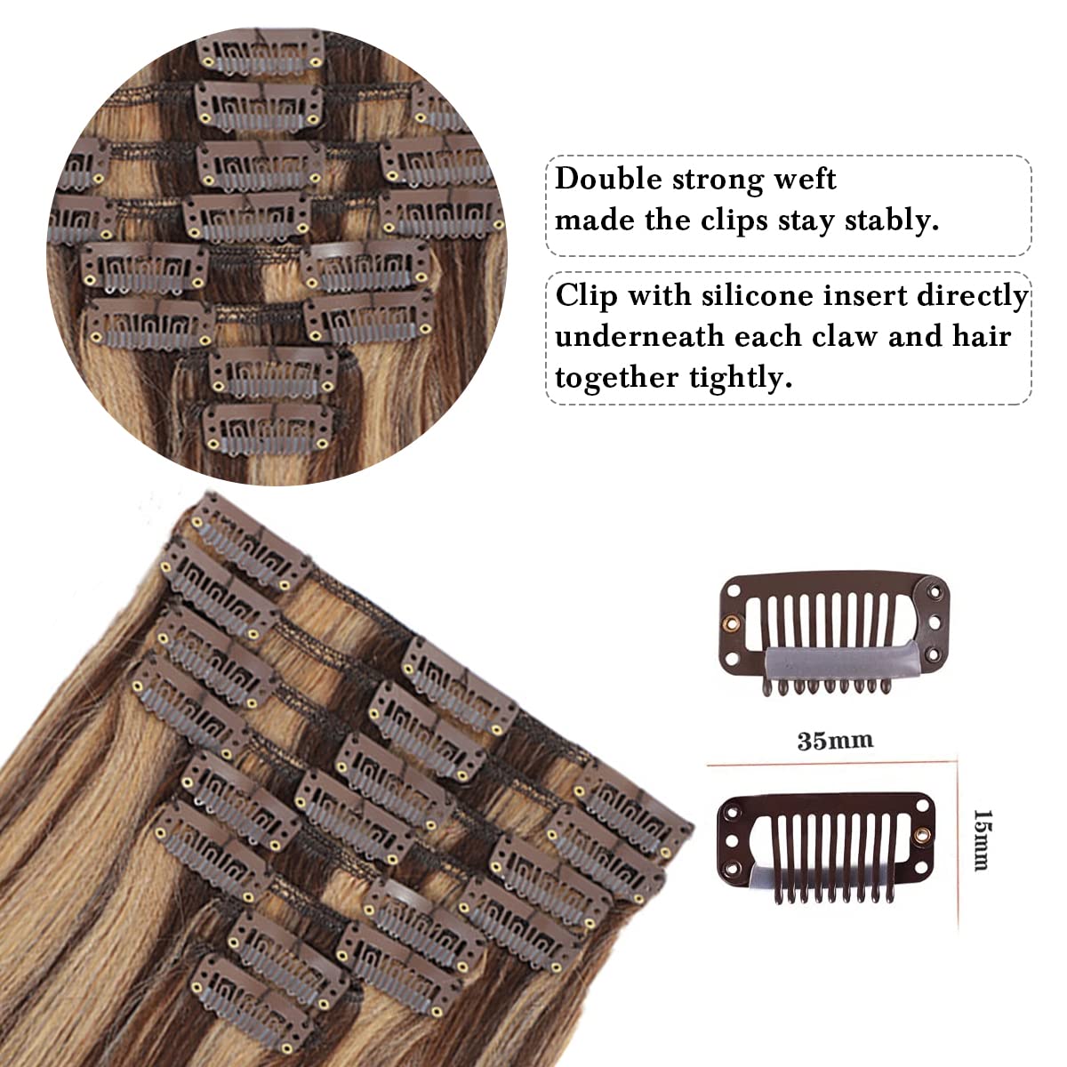Clip in Hair Extensions Real Human Hair Extensions for Women - Tuquqe Official Imagery - 4