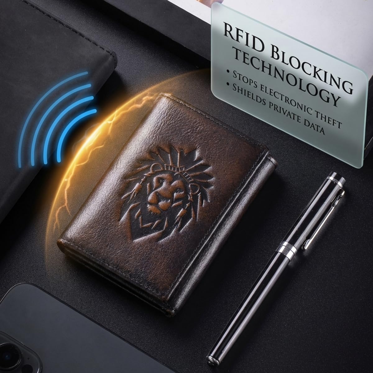SCHLATUM Trifold Wallet for Men – RFID Leather Snap Wallet