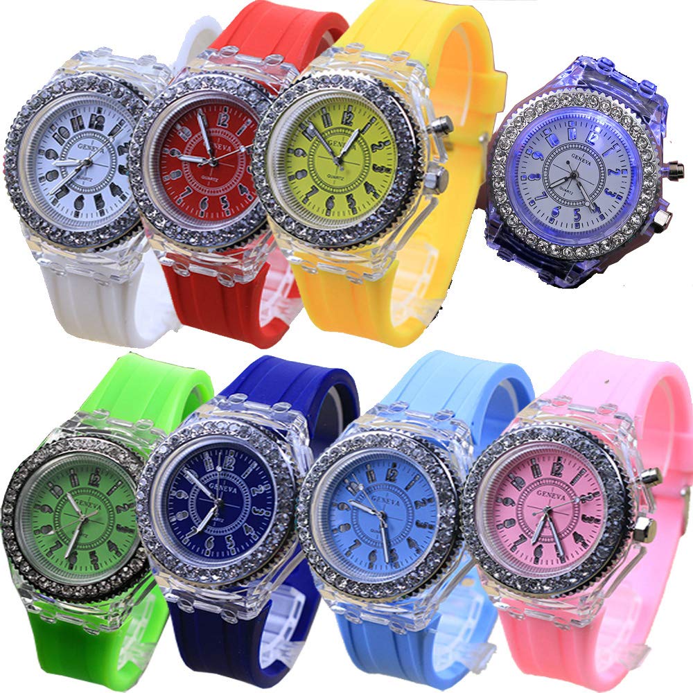 8 Pack LED Luminous Lights Watches for Women Men Unisex Summer - Product Imagery