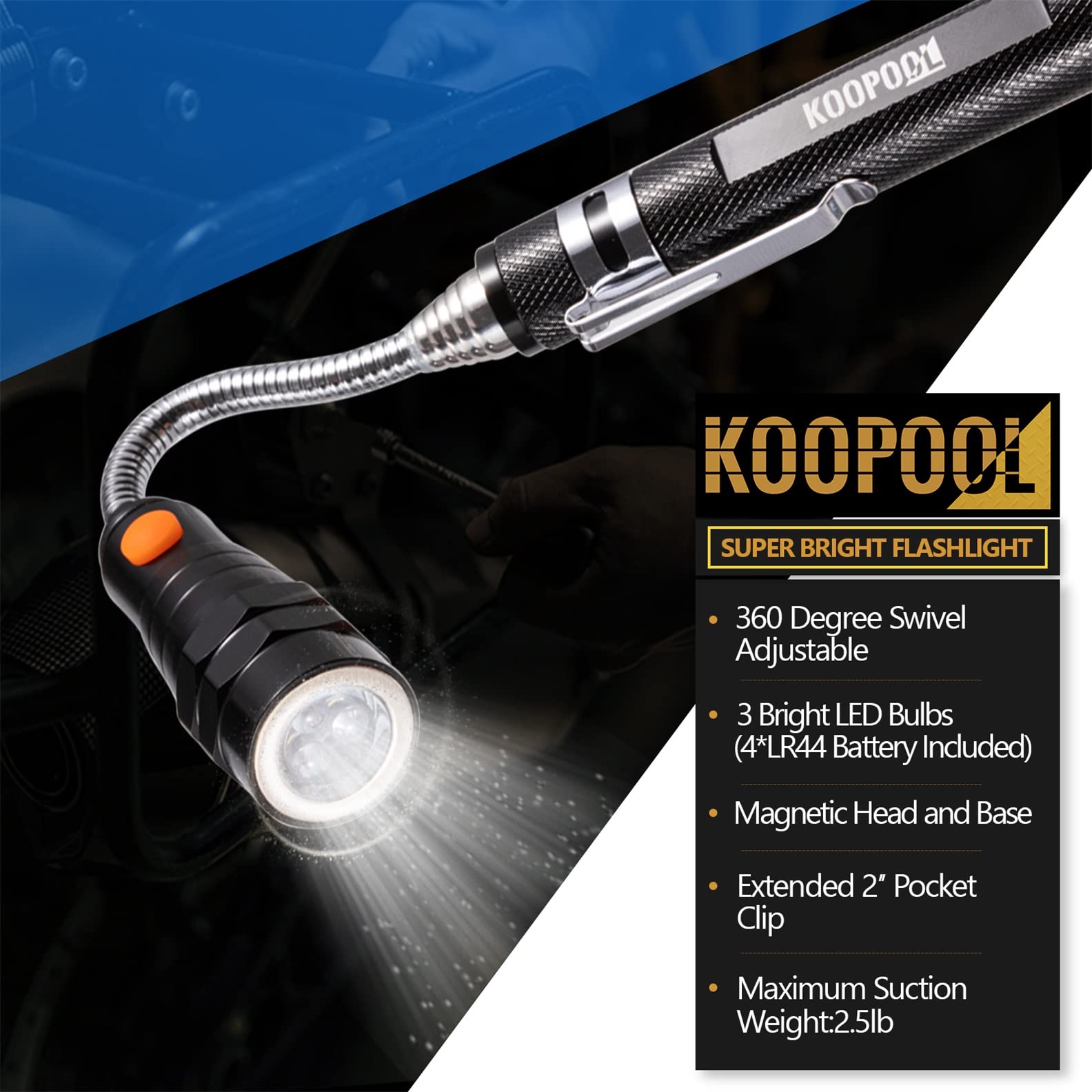 KOOPOOL Telescoping Magnetic Pickup Tool Set, Inspection Mirror T by KOOPOOL - Angle View 3