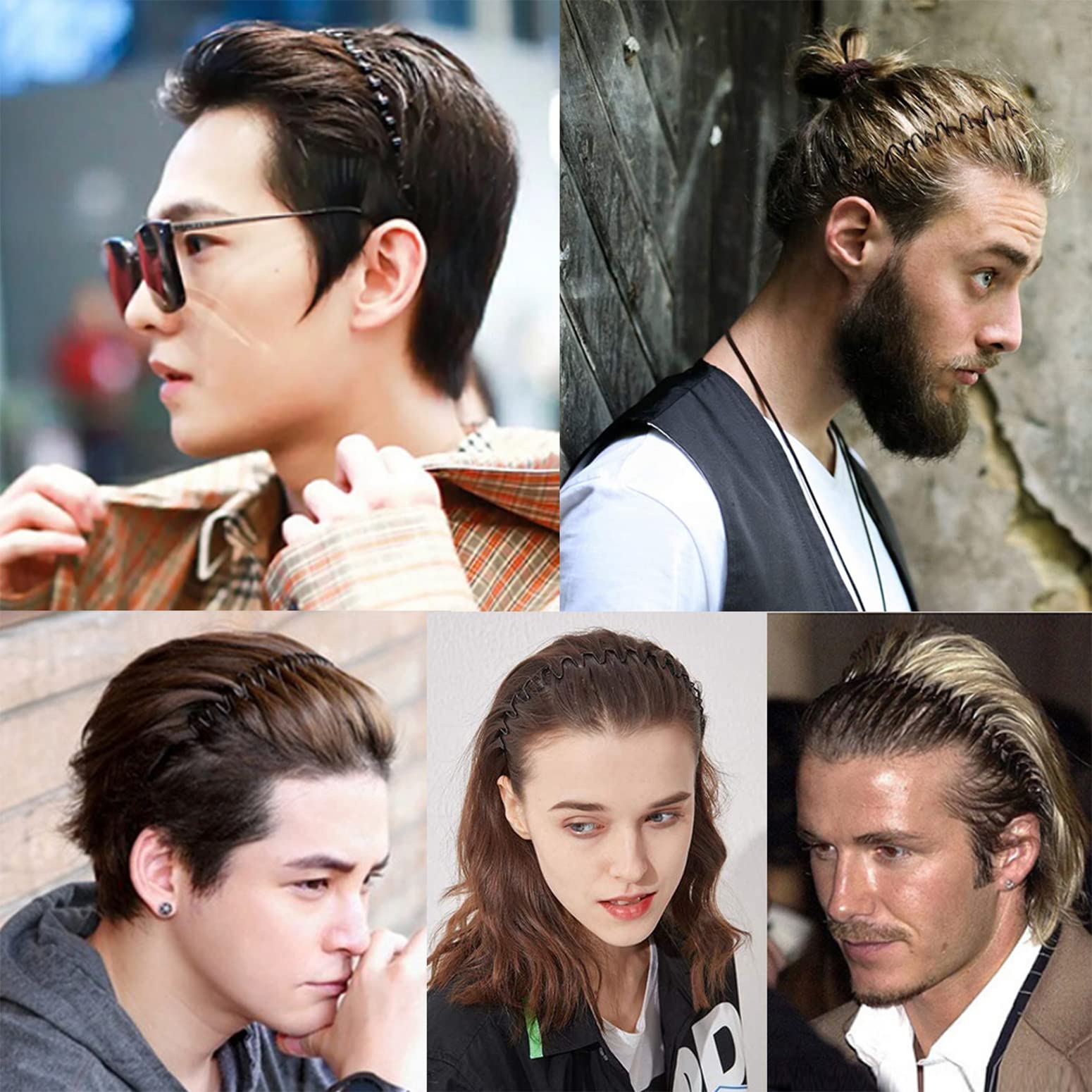 Metal Headband for Men, Non Slip Wave Hair Band, Flex Grip 6 Pcs - KELUBATU Official Product View 7