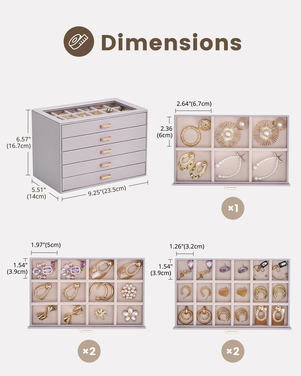 Lolalet Earring Organizer Jewelry Box with Clear Lid Purple - Lolalet Official Imagery - 4