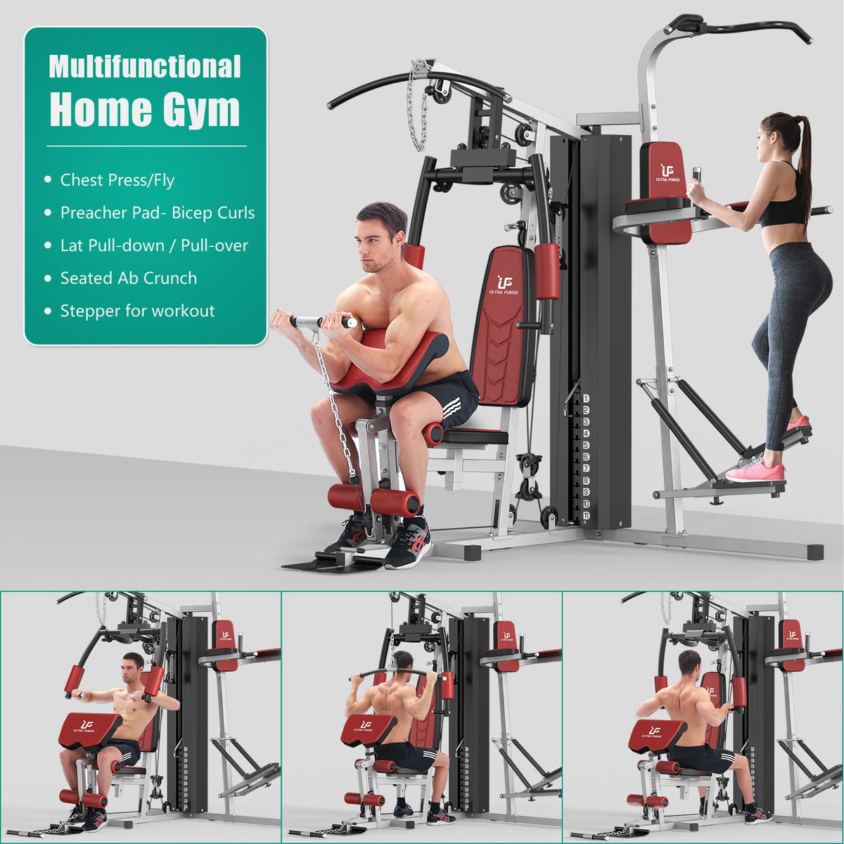 Multifunctional Home Gym Equipment Workout Station with - ULTRA FUEGO Official Imagery - 4