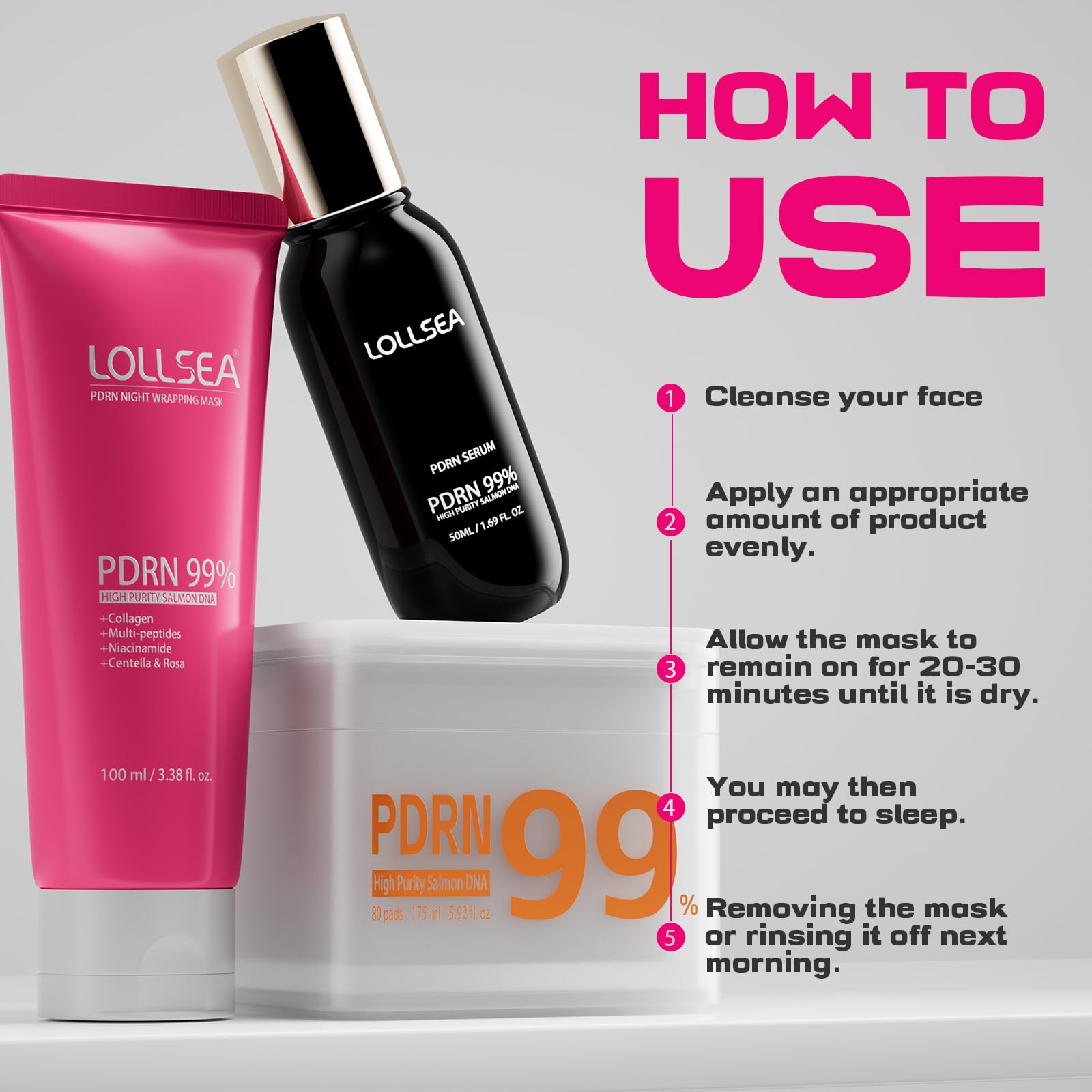Lollsea PDRN Collagen Wrapping Mask, Overnight Peel Off Face Mask, Sal - View 9