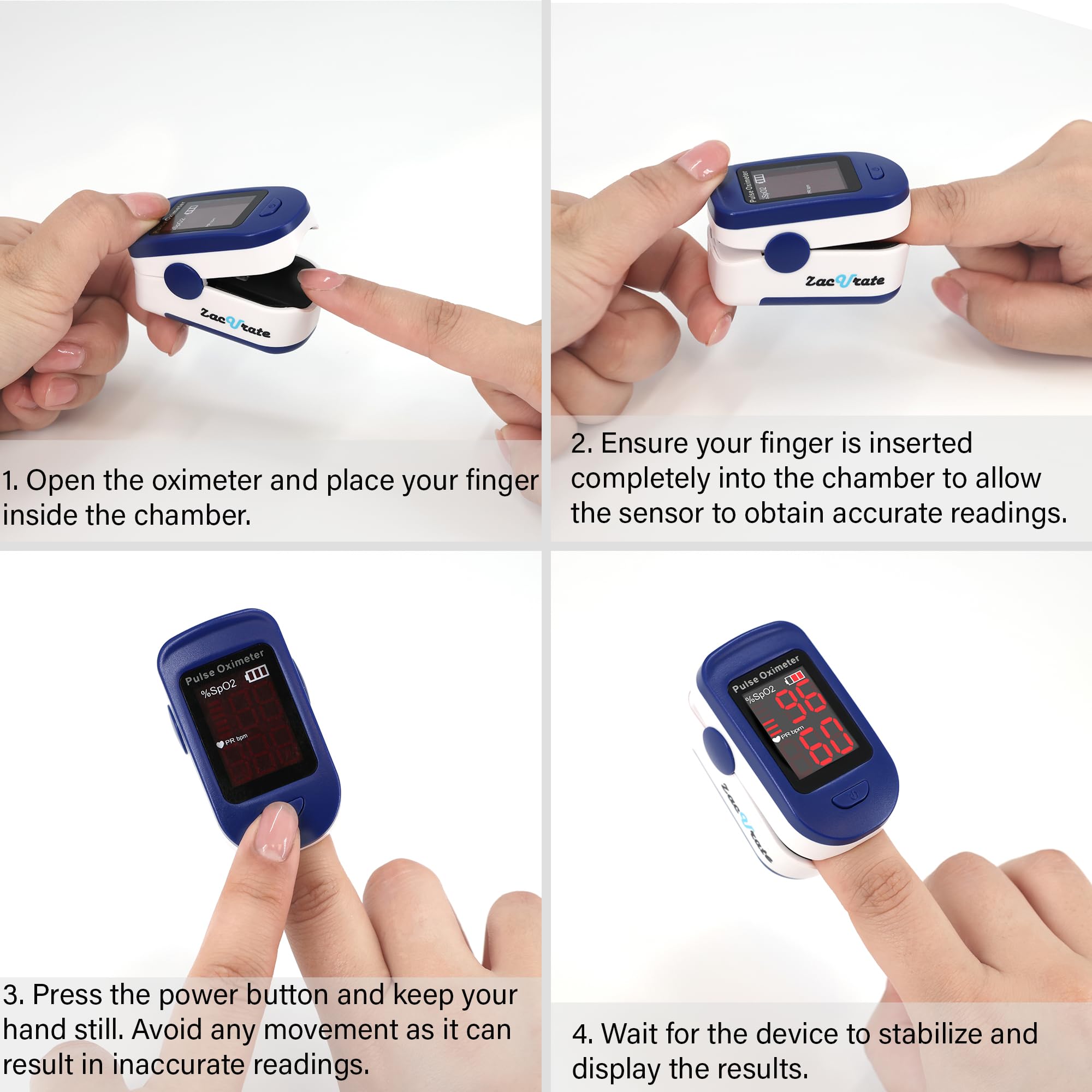 Zacurate 500BL Fingertip Pulse Oximeter Blood Oxygen Saturation M by Zacurate - Angle View 4